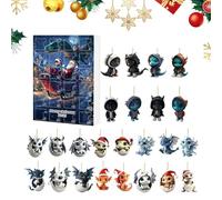 Christmas Countdown Ornament - Acrylic Flat Dragon Countdown Calendars | Acrylic 24 Day Toy Ornament Decor for Holiday Wall Desk Tree Classroom Adult Family Teen Girl Boy Kids Toddler Men