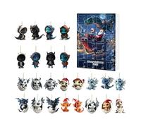 Christmas Countdown Ornament,Cute 2D Dragon Advent Christmas Calendar - Acrylic 24 Day Toy Ornament Decor for Holiday Wall Desk Tree Classroom Adult Family Teen Girl Boy Kids Toddler Men