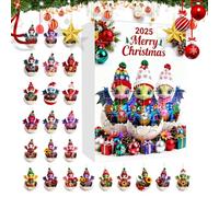 Christmas Countdown Ornaments - 2D Acrylic Decoration for Winter Holidays, Christmas Countdown Decoration with 24 Dinosaur Ornaments - For Adults Children Family Women Men Kids Teens