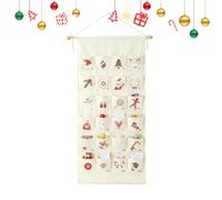 Christmas Countdown Pocket Calendar | Reusable Holiday Wall Decoration | 24 Days Countdown Calendar Storage Bag | for Candy Cookie Toy Treat Party Favors Goodie