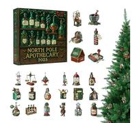 Christmas Countdown Potion Ornament | 24 Pieces 2D Acrylic Decorations | Christmas Advent Piglets for Home, Office, Bedroom, Door, Window and Christmas