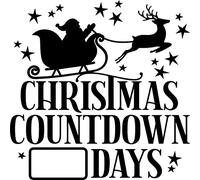 Christmas Countdown Santa and Sleigh Vinyl Decal Sticker for Car/Window/Wall (White Matt)