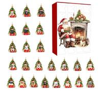 Christmas Countdown Set with 24 Unique 2D Acrylic Puppy Charms for Surprise Blind Adventures (Red, 26X18X3CM)