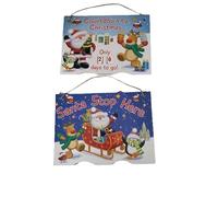 Christmas countdown sign and Santa stop here sign - Christmas decoration, hanging Christmas sign