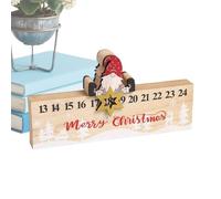 Christmas Countdown - Sliding Gnome Ornament - Double-Sided Wooden Calendar with 24 Digits Design for Office, Party, Home, Office, Apartment, Living Room