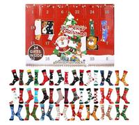 Christmas Countdown Socks Warm Comfortable Cotton Socks Advent Calendar 24 Pairs Men Original Countdown Calendar for Adults Lovers Friends Mum Dad and Man