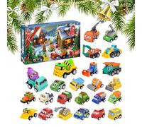 Christmas Countdown Toy - 2025 Pull-Back Car Model Advent Toy - Small Vehicle Model for Toddler Girls Boys Teens Children Friend Sister