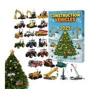 Christmas Countdown Toy - 24 Day Acrylic Set | 2D Engineering Vehicle Ornaments | Funny Countdown Calendar for Kids, Men, Don