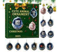 Christmas Countdown Toy Calendar 2025,Holiday Decoration,Christmas Countdown with 2D Acrylic Cute Animal Ornaments | for Boys Teens Girls Men Family Friends