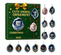 Christmas Countdown Toy Calendar 2025 | Seasonal Decoration | Christmas Countdown with 2D Acrylic Cute Animal Ornaments | for Adults Teens Girls Boys Men Friends