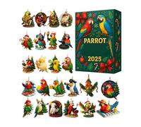 Christmas Countdown Toy - Flat Acrylic Pendant 2D Parrot Countdown Calendar 24 Day Parrot Countdown Calendar | Festive Hanging Decoration for Women Boys Girls Teens