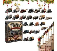 Christmas Countdown Truck Ornaments 2D Flat Fleet Building Keepsake | Count Down To Christmas Truck-Themed Pendants for Kids Collectors Party Tree Wall Mantel Tabletop