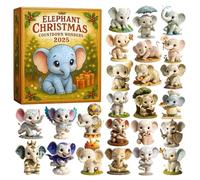 Christmas Countdown, Two-Dimensional Acrylic Advent Decoration, Twenty-Four Days Elephant Christmas Tree Decoration, for Home, Holiday Party, Winter Wall, Window and Seasonal Decoration