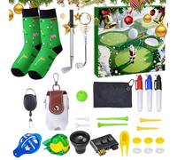 Christmas Countdown with Golf Motif 24 - Christmas Countdown - Golf Gift Set with Clubs Balls Tees Counting Cards for Christmas Valentine's Day Men Adults Teenagers