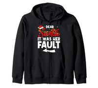 Christmas Couples Funny Dear Santa It Was Her Fault Zip Hoodie