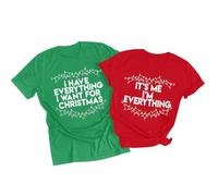 Christmas Couples His and Her Shirt: I Have Everything I Want for Christmas Shirt - Funny Holiday Graphic Matching Sets, A-red（women）, XXL