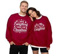 Christmas Couples Matching Sweatshirts I Have Everything I Want for Christmas Jumper His Hers Xmas Pullover Tops(Women)