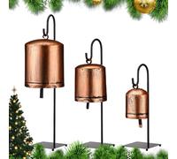 Christmas Cow Bells | Rustic Cow Bells with Metal Stand - 3X Festival Retro Country Christmas Decor, Decoration with Stand