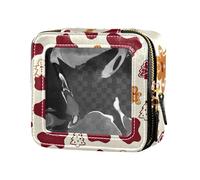 Christmas Cow Fur Print Maroon Cute Makeup Bag Clear Mini Makeup Containers for Flying