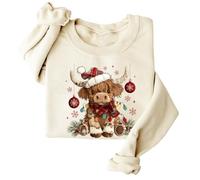 Christmas Cow Sweatshirt Christmas Highland Cow Sweatshirt Cute Cows Pullover Hoodie