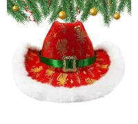 Christmas Cowboy Hat Snowflake Santa Holiday Costume with White Trim | Christmas Western Hat for Men Women Stage Performances Cosplay Parties Themed Events