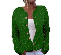 Christmas Cozy Cardigans for Women Knitted Cardigans Sweaters Oversized Jumpers Christmas Santa Claus Printed Long Sleeve Button Jacket Novelty Xmas Graphic Jackets Winter Thermal Tops Ladies S-5XL