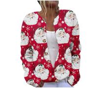 Christmas Cozy Cardigans for Women Knitted Cardigans Sweaters Oversized Jumpers Christmas Santa Claus Printed Long Sleeve Button Jacket Novelty Xmas Graphic Jackets Winter Thermal Tops Ladies S-5XL