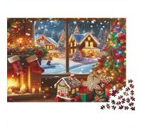 Christmas Cozy Home 1000 Piece Jigsaw Puzzle for Adults & Kids Colourful Cosy Christmas Cabin Decor Stress Relief Puzzle for Adults 38x26cm/1000pcs