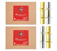 Christmas Crackers Bulk buy - Pack Of 80 14* Catering Christmas Crackers - Silver And Gold Crackers - Restaurant And Catering Supplies
