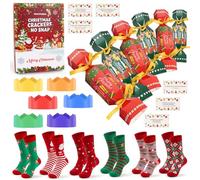 Christmas Crackers No Snap with One Size Funny Socks Hats Riddle Cards Make Your Own Crackers for Christmas Party Decorations and Women Teenagers Kids Gifts