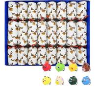 Christmas Crackers with Pull Back Animal Racers, Set of 8, Reindeer Design, Family Entertainment