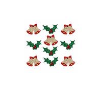 Christmas Craft Embellishments: Glitter Bells and Holly: 10 Pieces