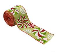 Christmas Craft Ribbon with Wire Edge, Polyester for Present Wrapping and DIY Decorations, Suitable for Holiday Table and Wall Use, 6 3cm x 5m (B)