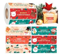 Christmas Craft Stickers - 2.5 x 7.5 cm Christmas Roll Labels, Self-Adhesive Decoration Stickers, Festive Wrapping Stickers with Labels | Ideal for Family Crafts, Party Decoration, Office Supplies