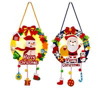 Christmas Crafts For Kids To Make, Christmas Art And Crafts Supplies For Children, Christmas Diy Crafts Bulk, Light Up Felt Xmas Wreath Making Kit, Make Your Own Home Decoration (Snowman Santa)