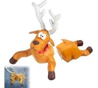 Christmas Crashing Santa & Reindeer Animated Decoration, Funny Christmas Window Decorations with Broken Glass Sticker & Leg-Kicking Animation, Xmas Decor, Fits Any Window (Reindeer)