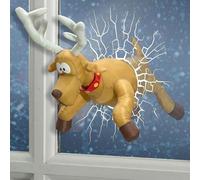 Christmas Crashing Santa & Reindeer Animated Decoration, Reindeer christmas decorations, Christmas window decorations with Glass Shard Sticker and Leg Romper Animation