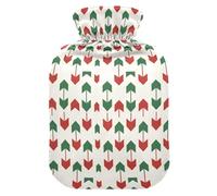 Christmas Cream Red Green Arrow Trees Cute Hot Water Bottle with Soft Cover, 1L Hot Compresses for The Body for Neck Shoulder Warmer