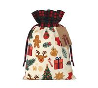 Christmas Cream Seamless Pattern Christmas Burlap Gift Bags With Drawstring And Tags - Tiny Small Gift Bags For Xmas Candy And Christmas Supplies, Christmas Drawstring Gift Bags 8.3×11.8in