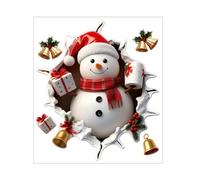 Christmas Creative Santa Wall Sticker | Wall-Breaking Santa Walls Decals | Removable 3D Christmas Snowman Window Stickers Decorations | Cute Reindeer Break Walls Decals Peel and Stick