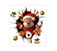 Christmas Creative Santa Wall Sticker | Wall-Breaking Santa Walls Decals | Removable 3D Christmas Snowman Window Stickers Decorations | Cute Reindeer Break Walls Decals Peel and Stick