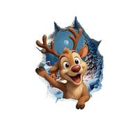 Christmas Creative Wall Sticker, 2026 Funny Christmas Wall Decals, Cartoon Cute Design Breaking The W-All Window Stickers Decorations, PVC Removable Winter Holiday Xmas Break Through WallArt