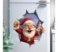 Christmas Creative Wall Sticker, 2026 Funny Christmas Wall Decals, Cartoon Cute Design Breaking The W-All Window Stickers Decorations, PVC Removable Winter Holiday Xmas Break Through WallArt