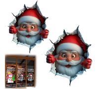 Christmas Creative Wall Sticker, 2PC Christmas Santa Wall Stickers Removable, 2026 New Santa Breakthrough Wall Sticker, 3D Santa Claus Wall Decals, for Window Refrigerator Refrigerator Room Decor