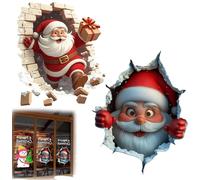 Christmas Creative Wall Sticker,2PC Mixed 3D Santa Wall Sticker Removable,2026 New Santa Breakthrough Wall Stickers,for Window Refrigerator Refrigerator Room Decor