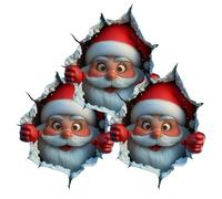 Christmas Creative Wall Sticker, Large 3D Santa Claus Breaking Through Wall Design, Reindeer Door Stickers, Winter Holiday Xmas Break Through Walls Decor, for Window Refrigerator Decorations (3, # A)