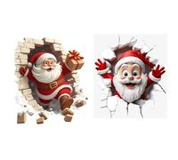 Christmas Creative Wall Sticker, PVC Peel & Stick Santa Claus Reindeer Decals,3D Wall-Breaking Removable Funny Break-Through Wall Decor for Home Living Room Kids Room Door Window Refrigerator