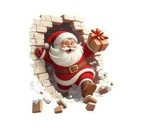 Christmas Creative Wall Sticker, PVC Peel & Stick Santa Claus Reindeer Decals,3D Wall-Breaking Removable Funny Break-Through Wall Decor for Home Living Room Kids Room Door Window Refrigerator