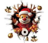 Christmas Creative Wall Sticker,Santa Breakthrough Wall Sticker,2026 New 3D Christmas Stickers,WallDecorations Indoor Removable Waterproof,Festive Reindeer Stickers for Xmas WindowWall Refrigerator