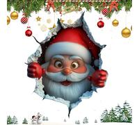 Christmas Creative Wall Sticker Santa Claus Breaking Through Wall Design Large 3D Santa Claus Wall Decals Removable Winter Holiday Xmas Break Through Walls Decor for Window Refrigerator Decoration